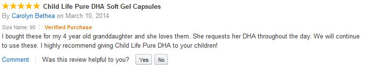 Review của khách hàng sau khi sử dụng sản phẩm ChildLife Pure DHA