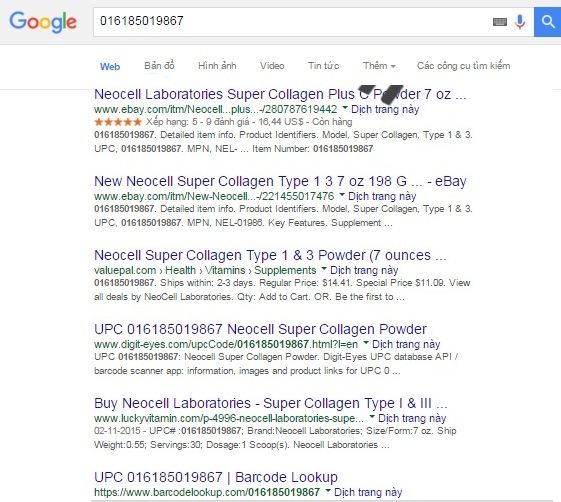 Khách hàng có thể dễ dàng kiểm tra sản phẩm bằng cách check mã vạch trên trang tìm kiếm Google.com