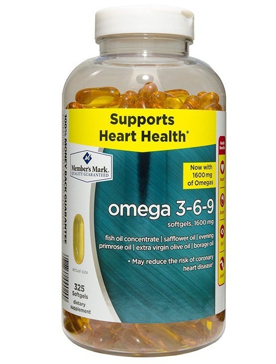 Viên uống dầu cá Omega 3 6 9 Supports Heart Health Của Mỹ 325 viên