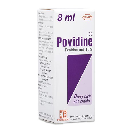 Dung dịch sát khuẩn Povidine Povidon IOD 10%(10 chai x 8ml) 1
