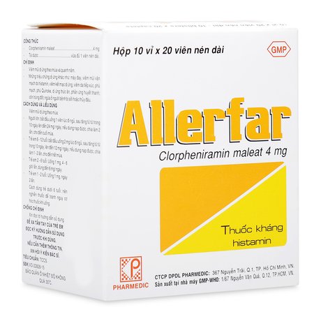 Thuốc trị viêm mũi dị ứng và dị ứng ngoài da Allerfar 4mg 1