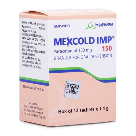 Thuốc cốm pha hỗn hợp dịch trị các cơn đau nhức Mexcold IMP 1