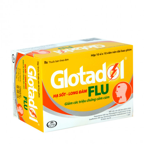 Thuốc hạ sốt, long đờm Glotadon Flu (Hộp 10 vỉ x 10 viên) 1