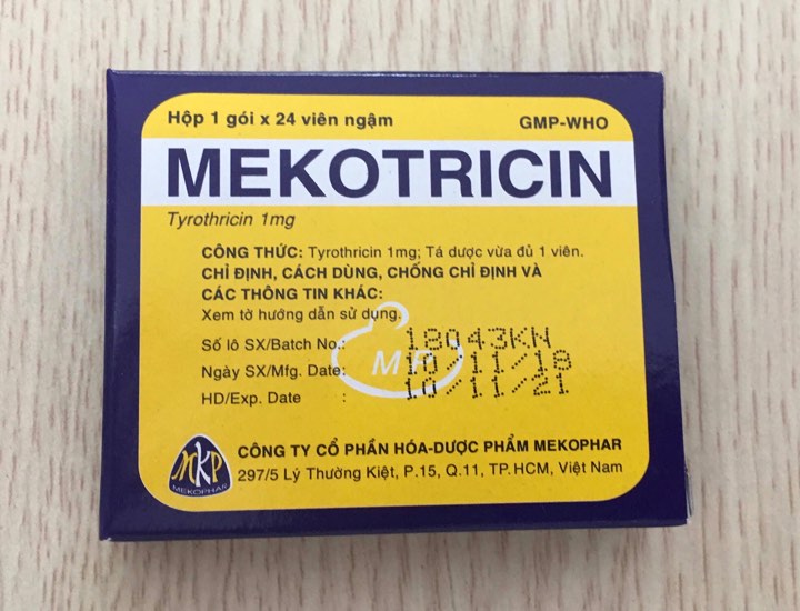 Thuốc Trị Ho, Long Đờm Mekotricin Hộp 1 Gói 24 Viên Ngậm