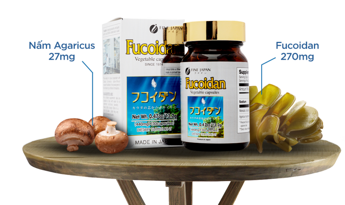Hàm lượng thành phần có trong 01 viên uống Fucoidan Fine Japan