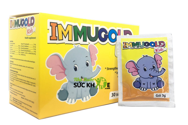 Gói uống Immugold Kid hỗ trợ tăng cường sức đề kháng cho bé