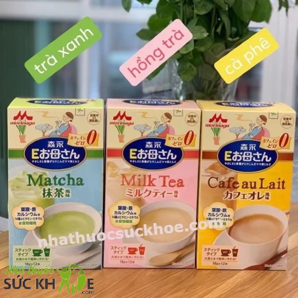 Sữa bầu Morinaga matcha, milk tea và cafe