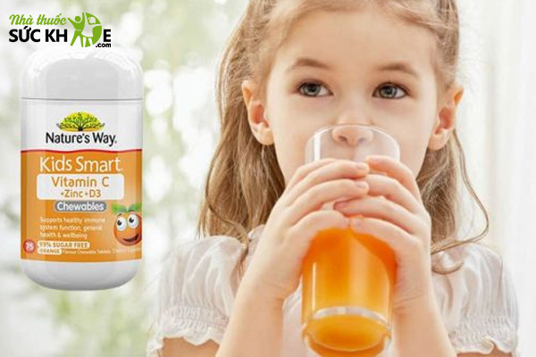 Viên nhai cho bé Nature’s Way Kids Smart Vitamin C + Zinc + D3 lọ 75 viên