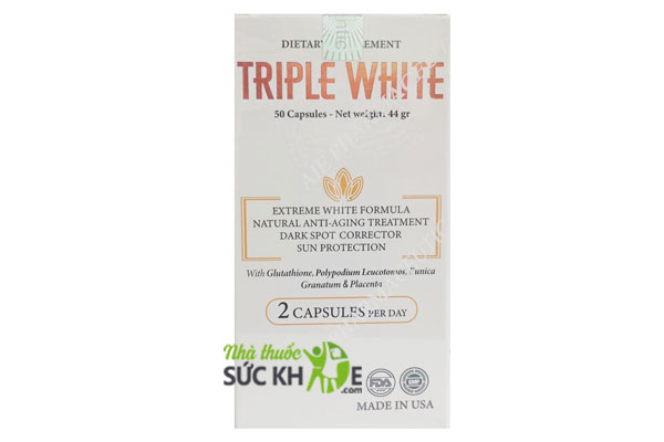 Viên uống trắng da Dietary Supplement Triple White của Mỹ (mẫu mới)