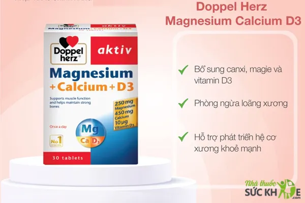 Canxi cho mẹ sau sinh của Đức Doppelherz Aktiv Magnesium + Calcium + D3