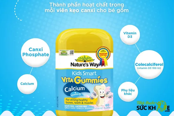 Kẹo Nature's Way Kids Smart bổ sung Canxi + Vitamin D
