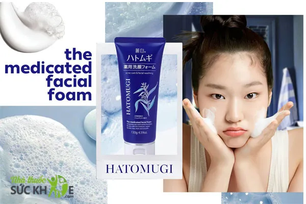 Sữa rửa mặt trị mụn đầu đen cho nữ Hatomugi The Medicated Facial Foam