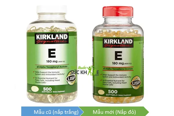 Vitamin E Kirkland thay đổi mẫu bao bì