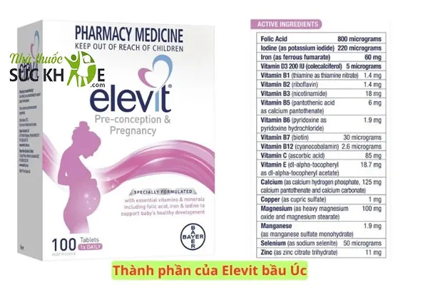 Elevit chứa 11 vitamin quan trọng và 7 khoáng chất thiết yếu