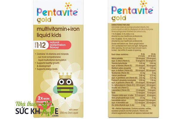 Pentavite Multivitamin + Iron Kids Liquid bổ sung Vitamin tổng hợp và sắt cho bé