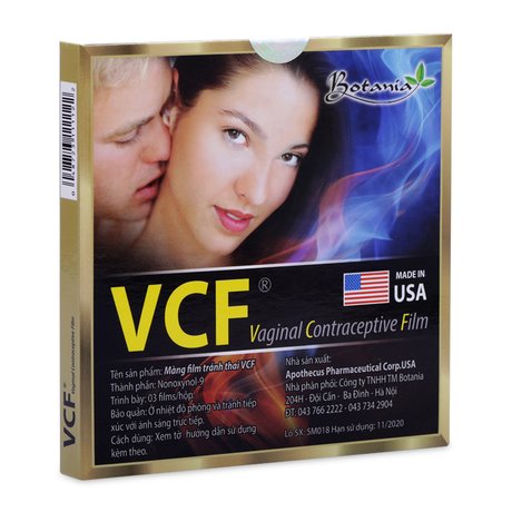 Màng phim tránh thai VCF ( 3 miếng/ hộp) chính hãng Mỹ