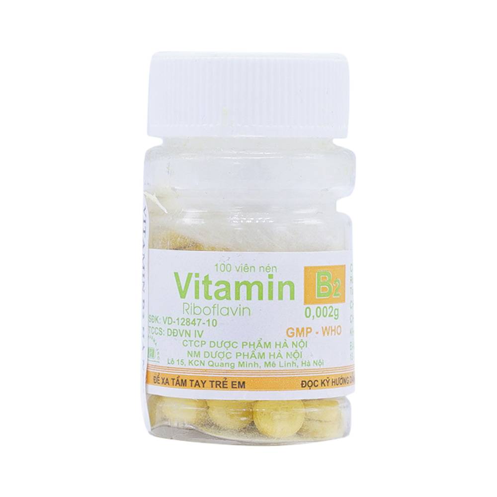 Vitamin B2 lọ 100 viên nén 0,002g, chính hãng, Giá tốt